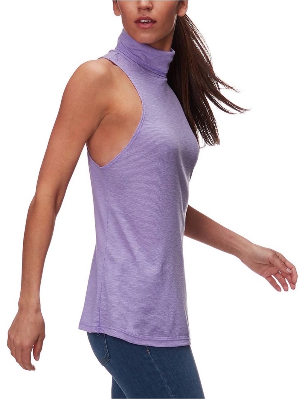 Free People Topanga Sleeveless Turtleneck Tank Lavender Medium NWT